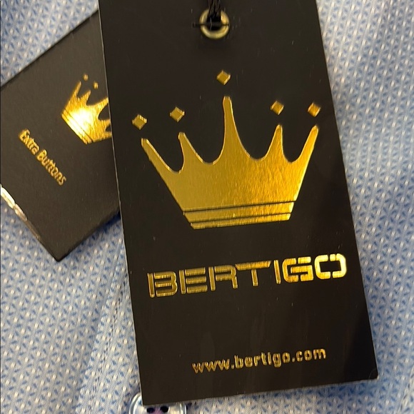 Men's Bertigo Light Blue Dress Shirt 8(4xl) Brand New - Picture 5 of 10